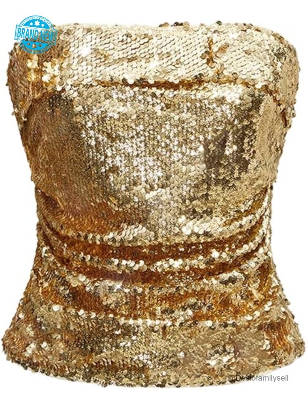 Metallic Sequin Strapless Tube Top Sparkly Ruched Party Night Out Crop Top